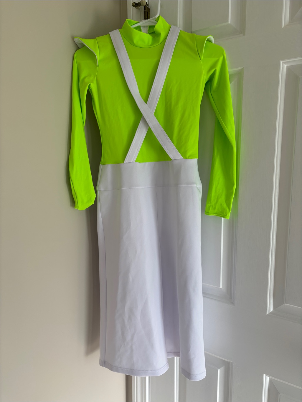 Weissman Neon Green And White Dance Costume